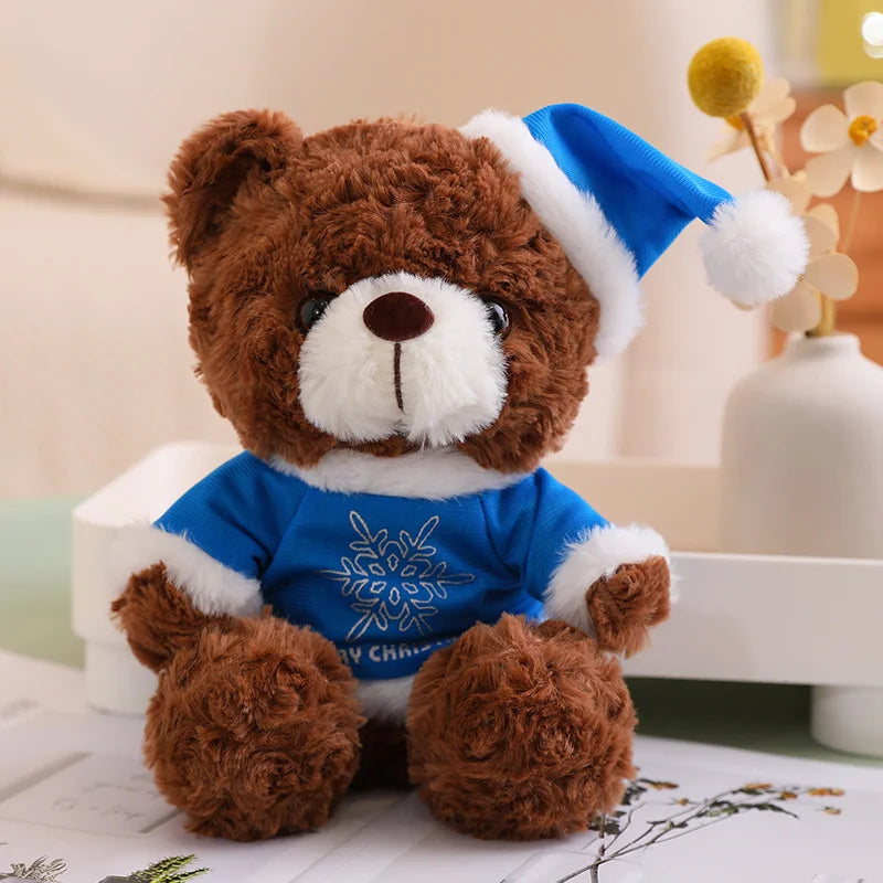 Teddy Bear With Christmas Hat And T-Shirt/Bow Plush Toys 20cm - 18 Styles
