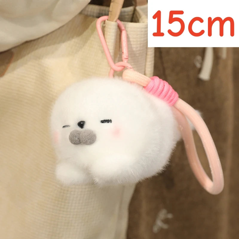 Cute White Seal Plush Toys 25/45cm Or Plush Keychains 15cm - Round/Close Eyes