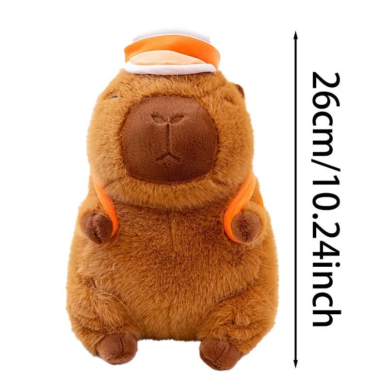 Cute Capybara With Orange Basketball Bag With Hat Plush Toys 26cm