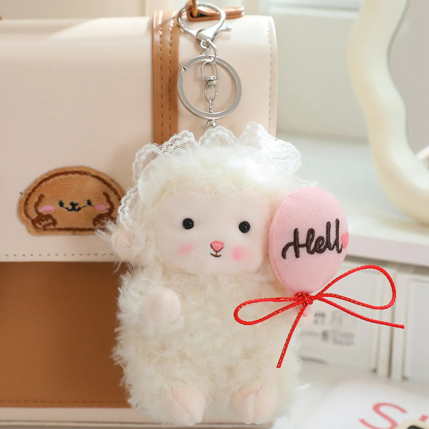 Cute White Sheep/Lamb Plush Keychains 10cm - 3 Styles