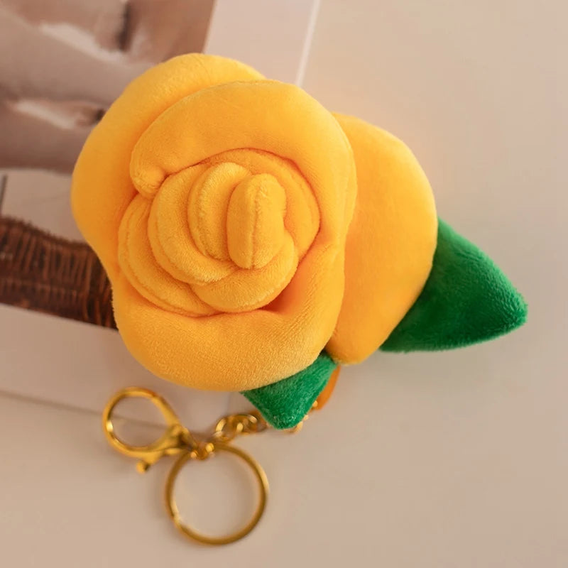 Cute Flower (Rose) Plush Keychain 8cm - Yellow/Red/Pink/Blue/Orange/Purple