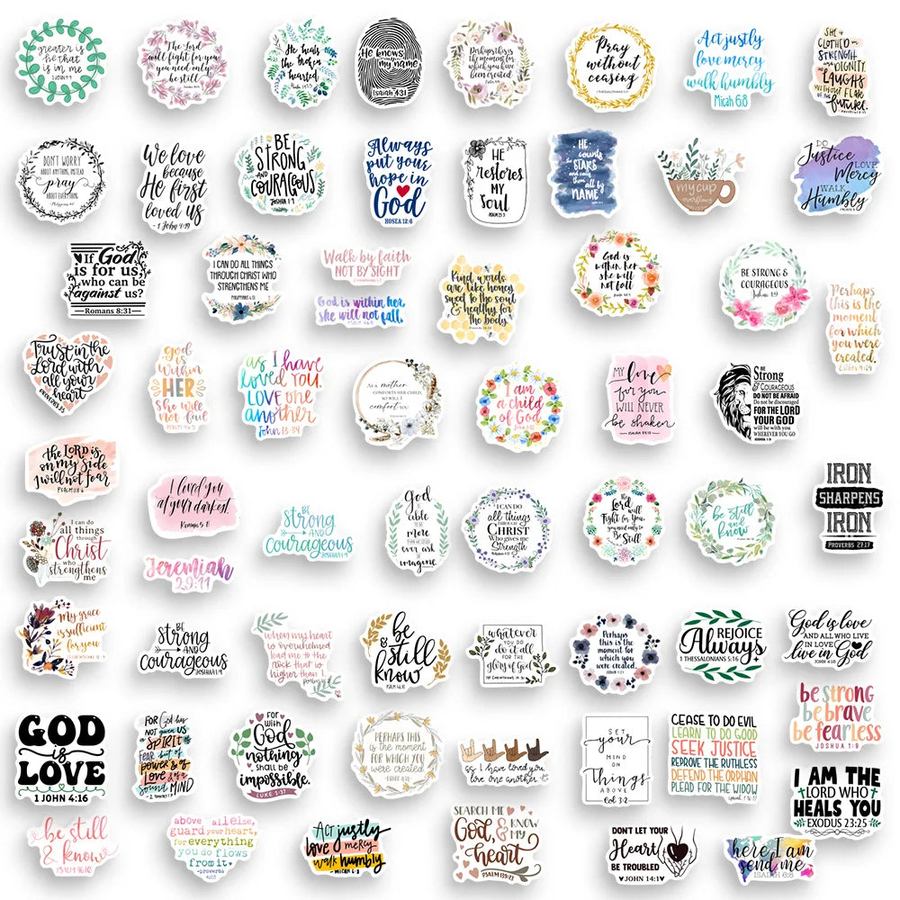 64pcs Stickers (Bible Verse/Religious/Christian) Texts