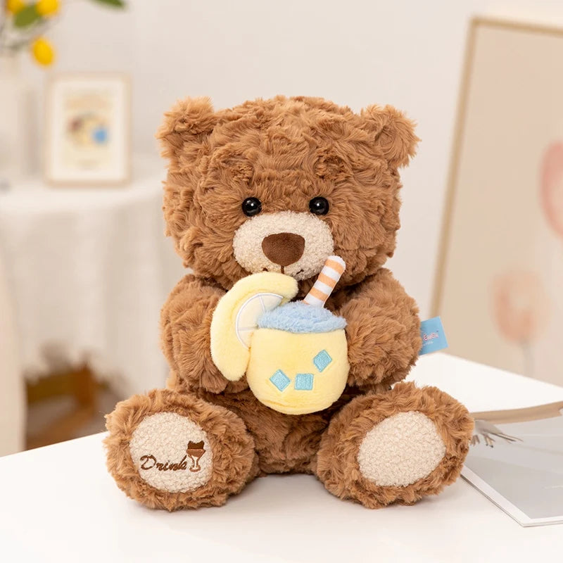Cute Teddy Bear With Birthday/Pajama/Bubble Tea/Lemonlade Plush Toys