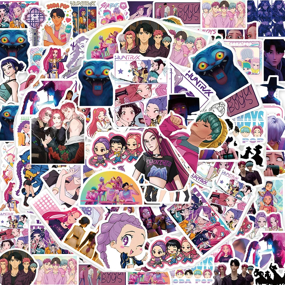 50-74 pcs Cute/Kawaii K-Pop Demon Hunters Stickers - 6 Styles