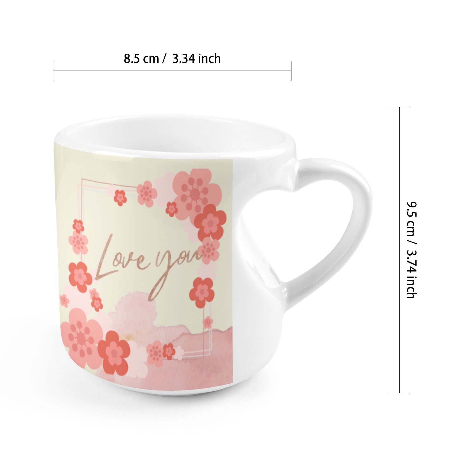 Heart-shaped Mug with "Love you" Message (10.3 OZ)