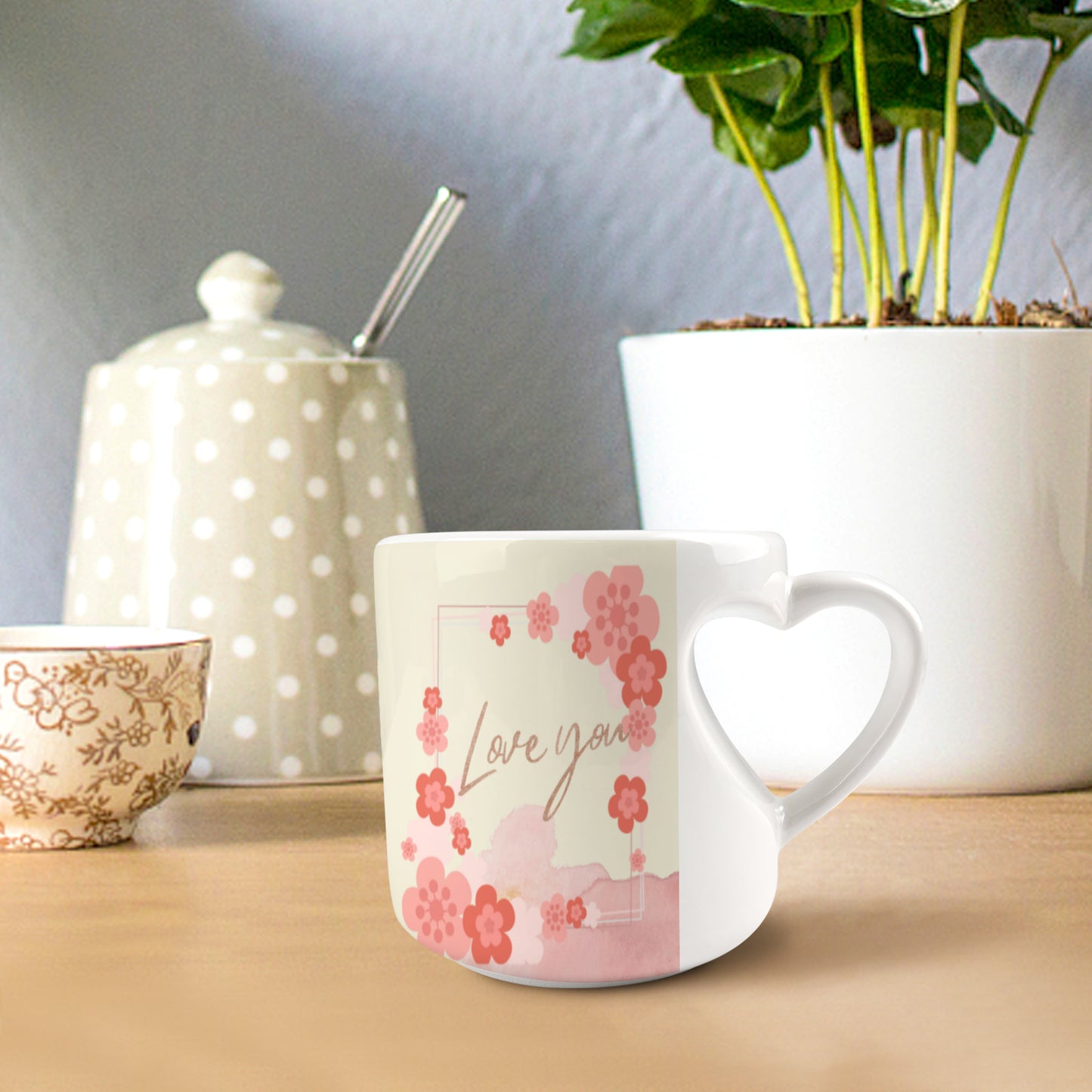 Heart-shaped Mug with "Love you" Message (10.3 OZ)