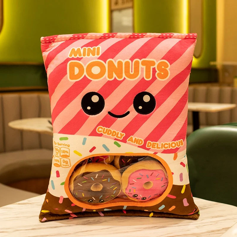 A Bag of Snack (Donuts/Crackers/Pika Sticks) Mini Plushies Pillow Plush Toys 50x40cm