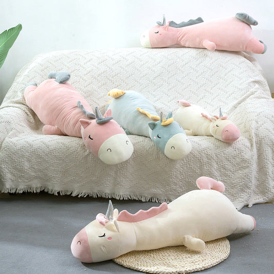 Sleeping Unicorn Pillow Plush Toys 70/95/120cm - Pink/White/Green