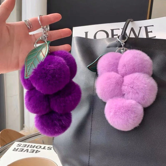 Pom Pom Grape  Keychains 14cm - Purple/Blue/Pink (7 Styles)