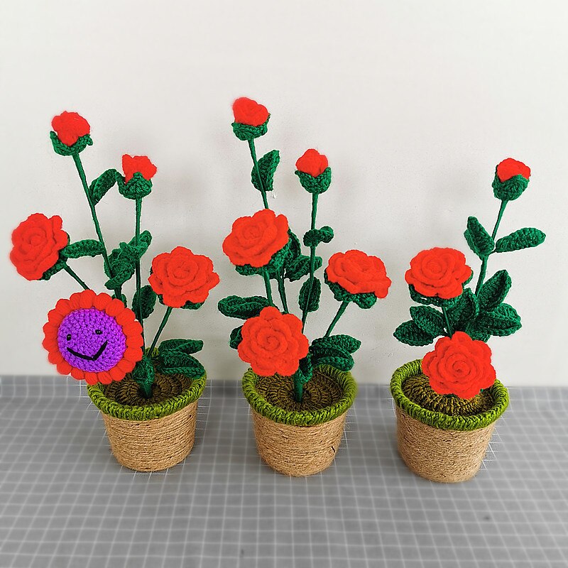 Potted Flower (Sunflower/Rose) Handmade Plush Toys - 6 Styles