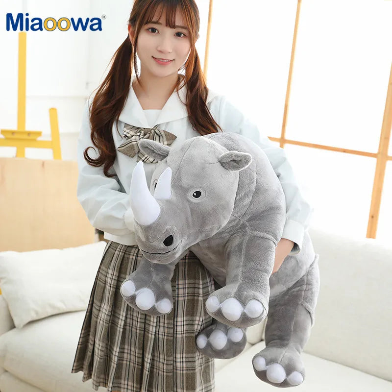 Rhinoceros Lifelike Plush Toys 40/60/80cm - Blue/Grey/Pink