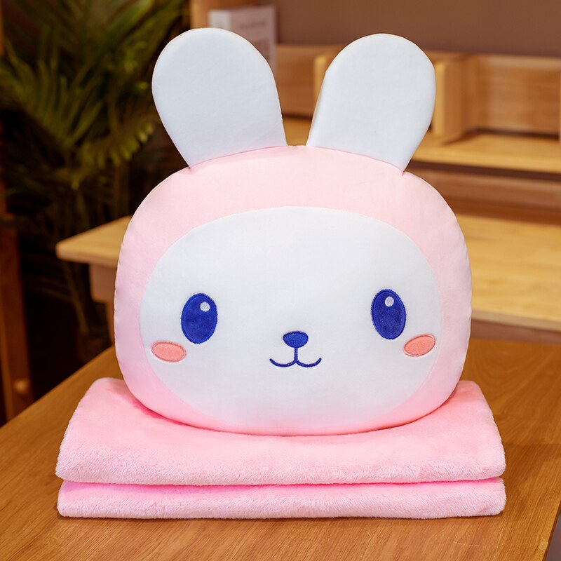 Animal (Rabbits/Pig/Dog/Panda/Bear) Plush Pillow With/Without Blanket 40cm