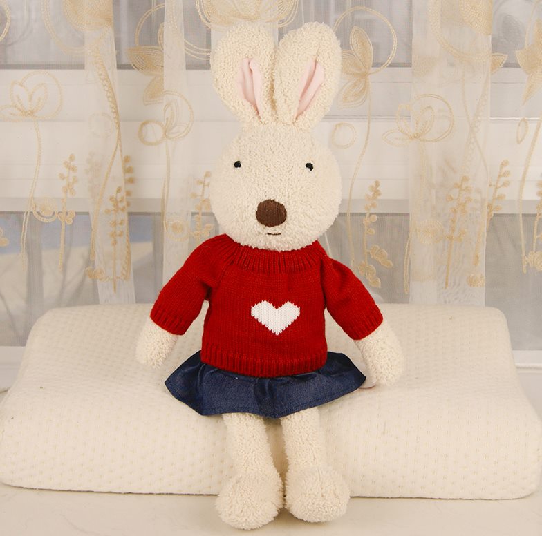 Rabbit With Love Heart Sweater Plush Toys 30/45/60cm - White/Brown