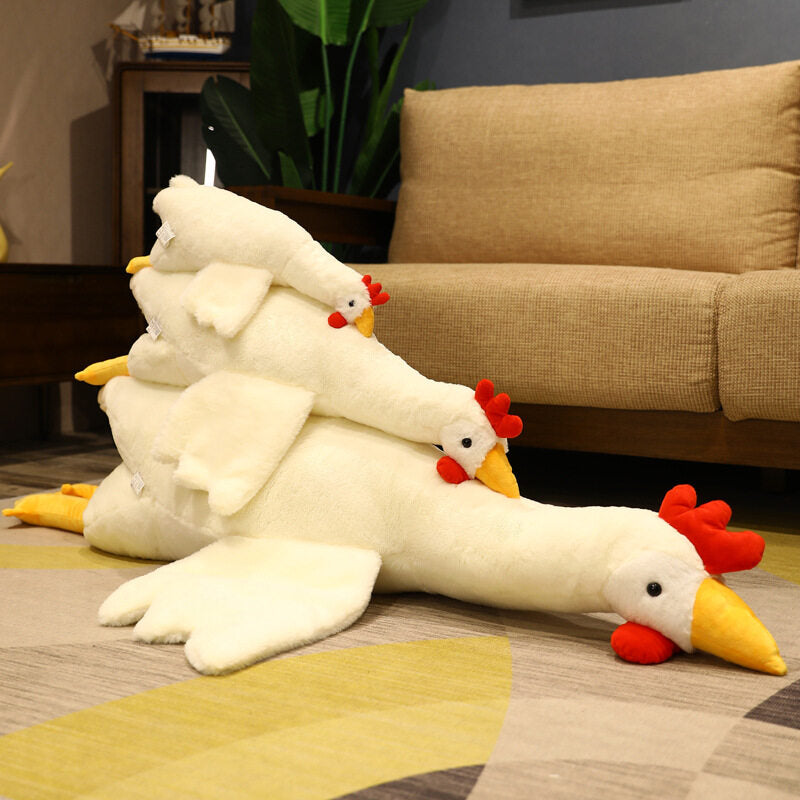 Chicken Pillow Plush Toys 50/85/135cm - White/Yellow