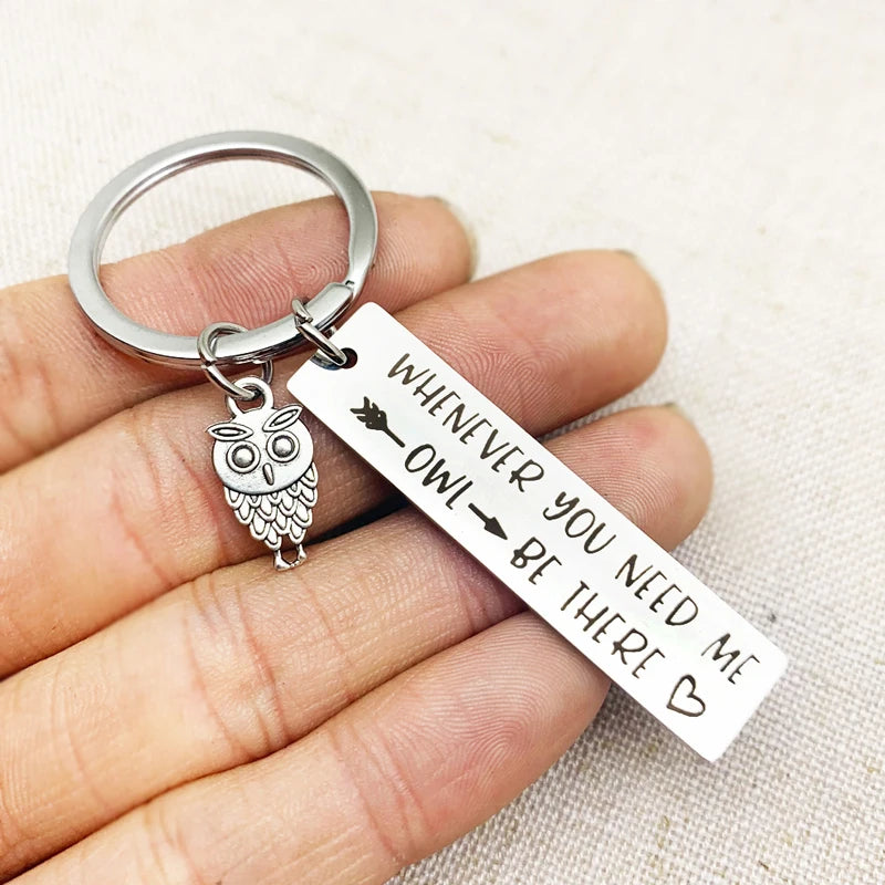 Keychain With The Positive Message ("Whenever You Need Me Owl Be There") With Owl