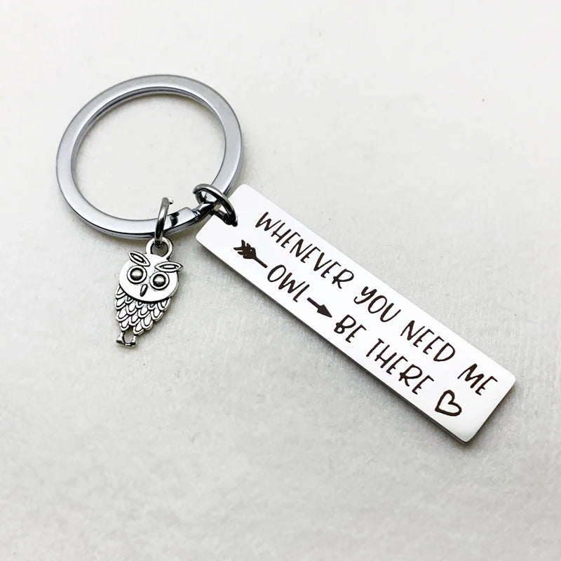 Keychain With The Positive Message ("Whenever You Need Me Owl Be There") With Owl