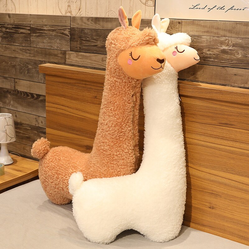 Cute Alpaca Pillow Plush Toys 75cm/100cm/130cm - White/Brown