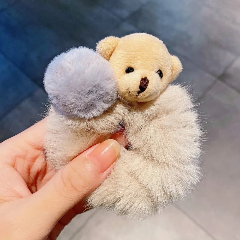 Cute/Kawaii Bear With Pom pom Plush Hair Scrunchies - 7 Styles