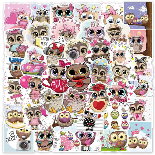 50 pcs Cute/Kawaii Owl Stickers - V2