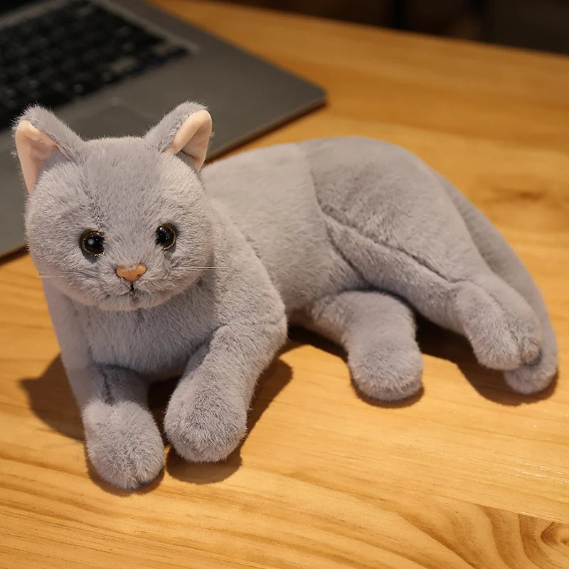 Cats Lifelike Plush Toy 31cm - White/Grey/Yellow/Mix colours