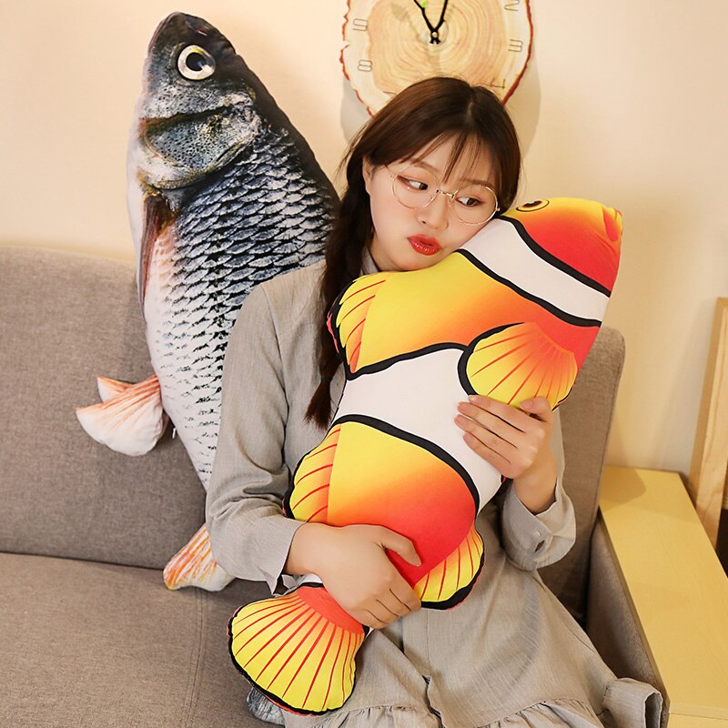 Fish Lifelike/3D Simulation Plush Toys 30/40/60/80cm - Grass carp/Crucian carp/Red carp/Clownfish