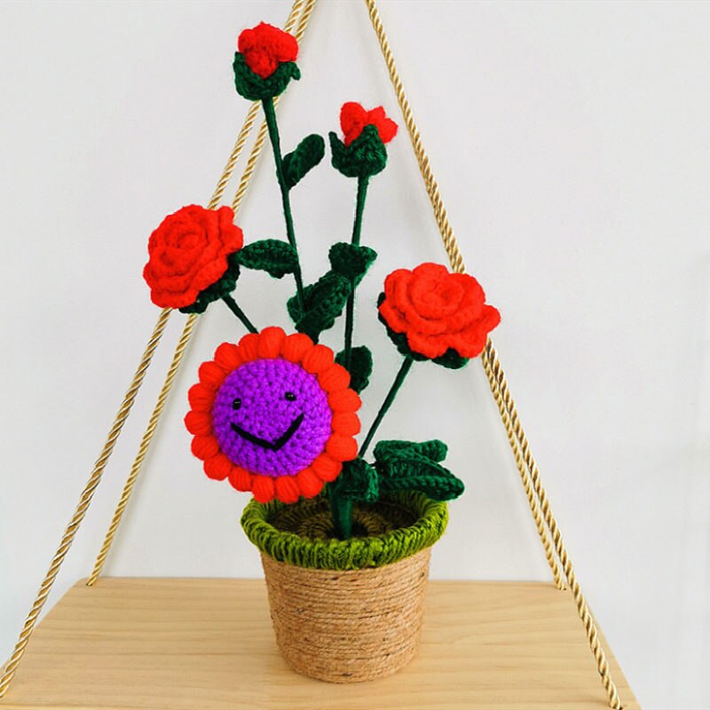 Potted Flower (Sunflower/Rose) Handmade Plush Toys - 6 Styles