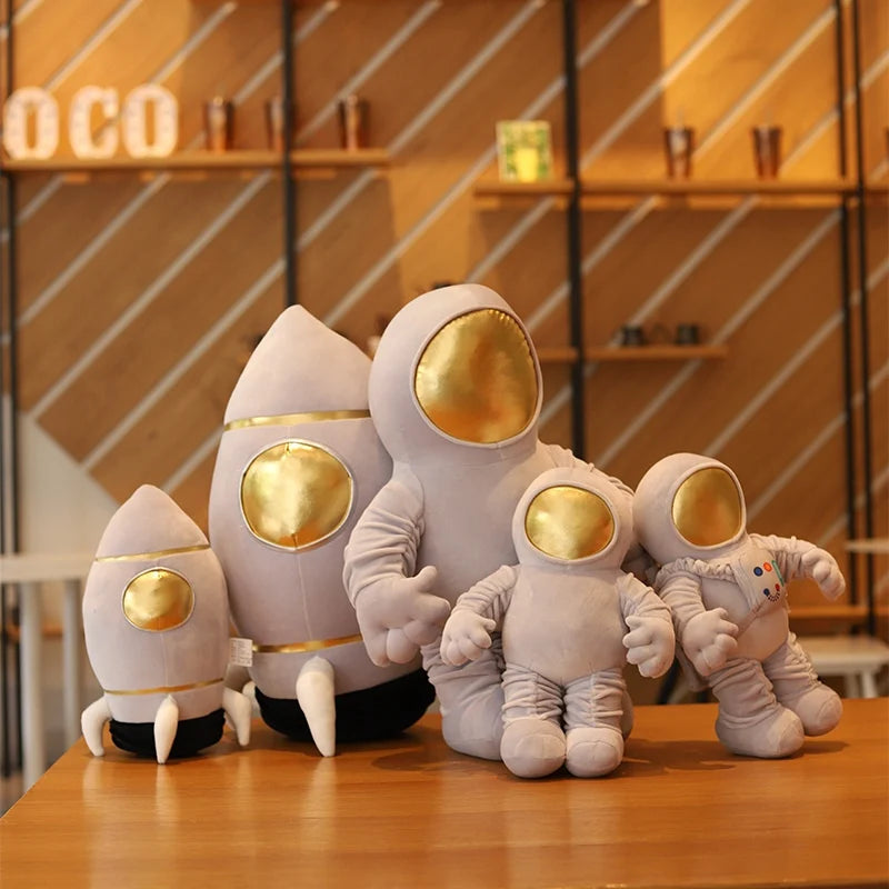 Space Series (Astronaut/Rocket) Plush Toys 33/60cm - Grey/White/Pink