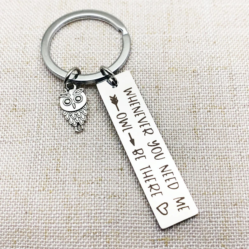 Keychain With The Positive Message ("Whenever You Need Me Owl Be There") With Owl