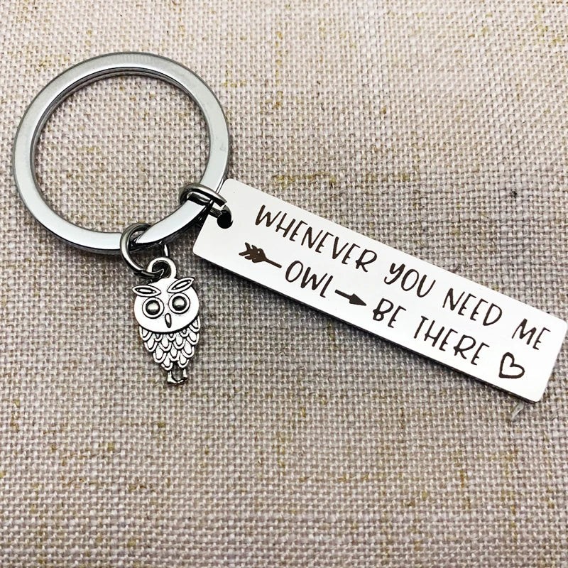 Keychain With The Positive Message ("Whenever You Need Me Owl Be There") With Owl