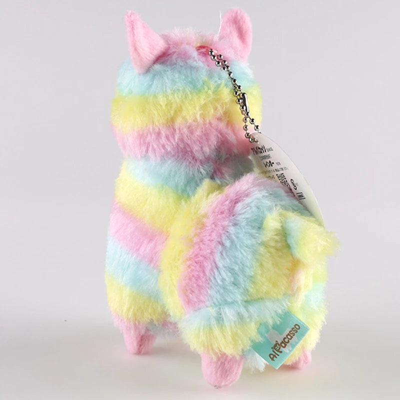 Cute Rainbow Alpaca Plush Keychain 13cm