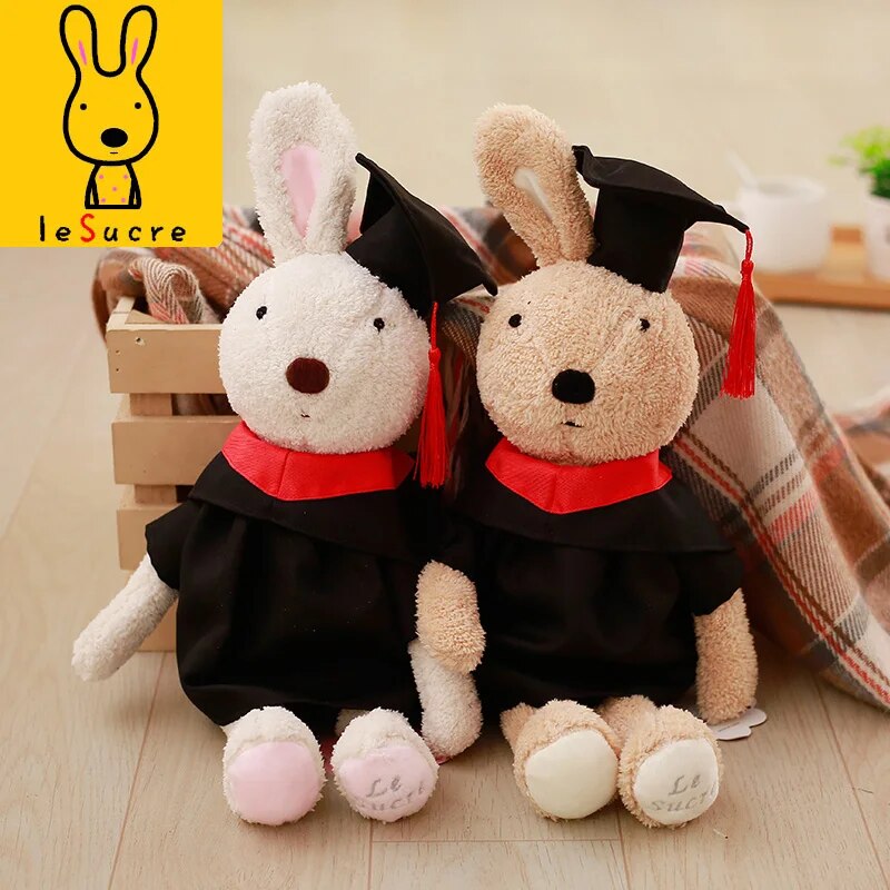 Cute Rabbit Graduation Plush Toys 30/45/60cm - Brown/White