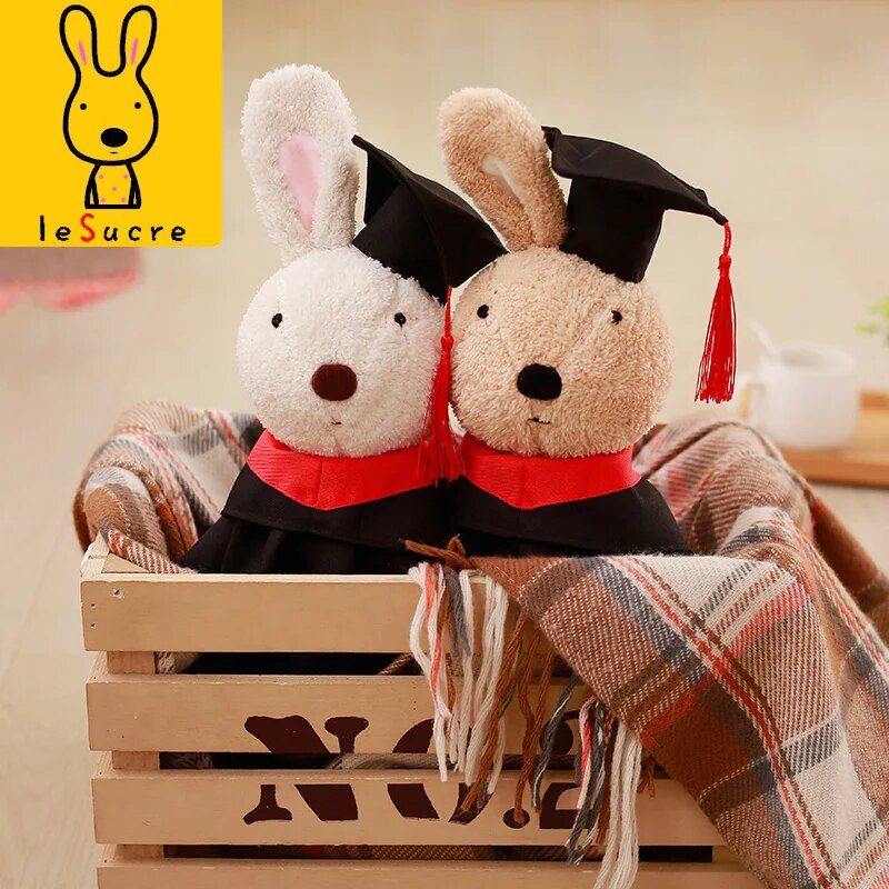 Cute Rabbit Graduation Plush Toys 30/45/60cm - Brown/White