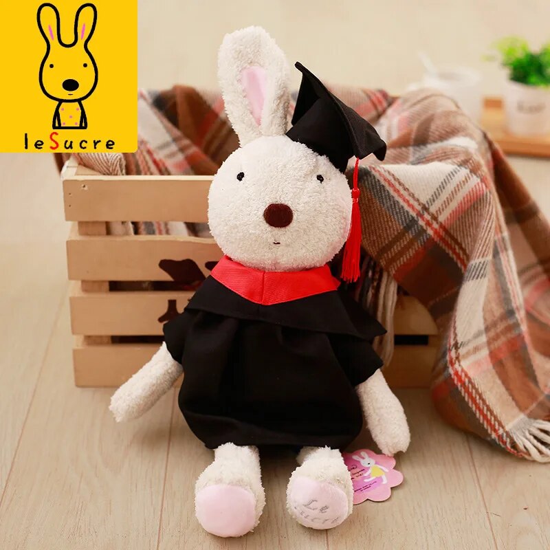 Cute Rabbit Graduation Plush Toys 30/45/60cm - Brown/White