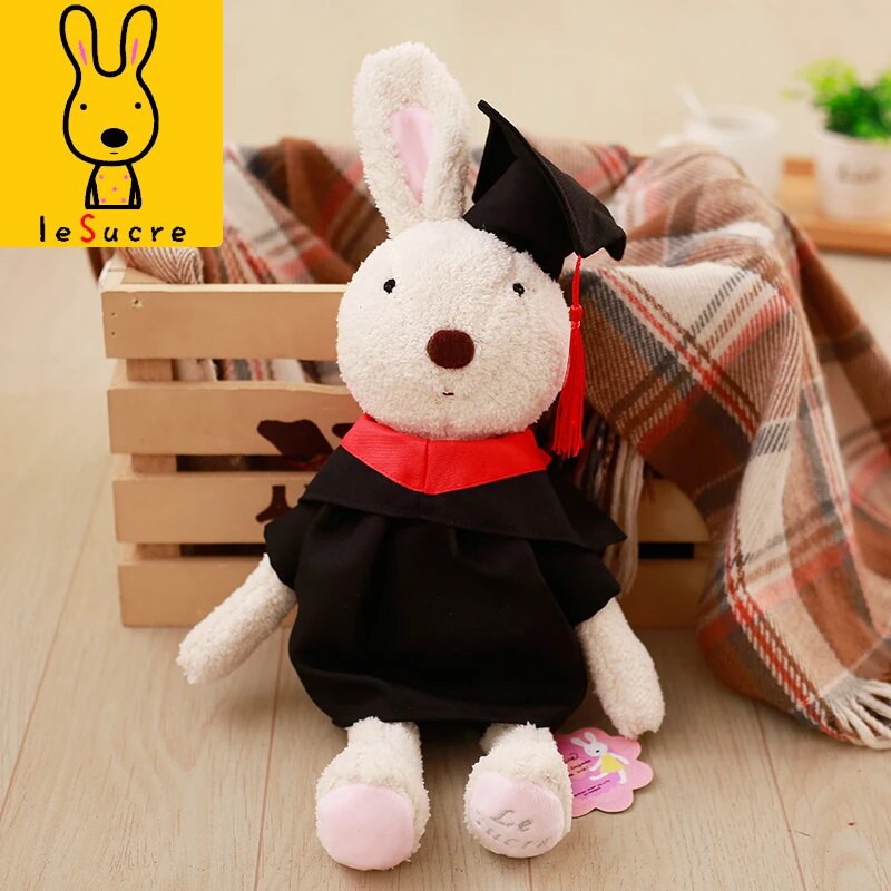 Cute Rabbit Graduation Plush Toys 30/45/60cm - Brown/White