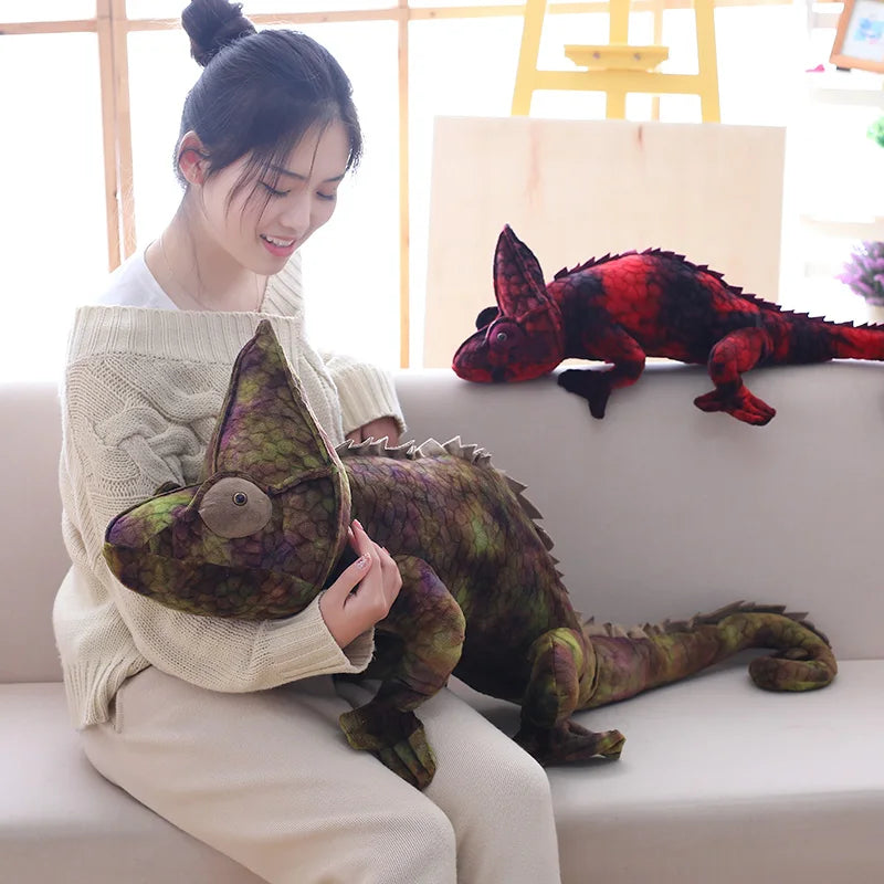 Chameleon Lifelike Plush Toys 70/100cm - Green/Red