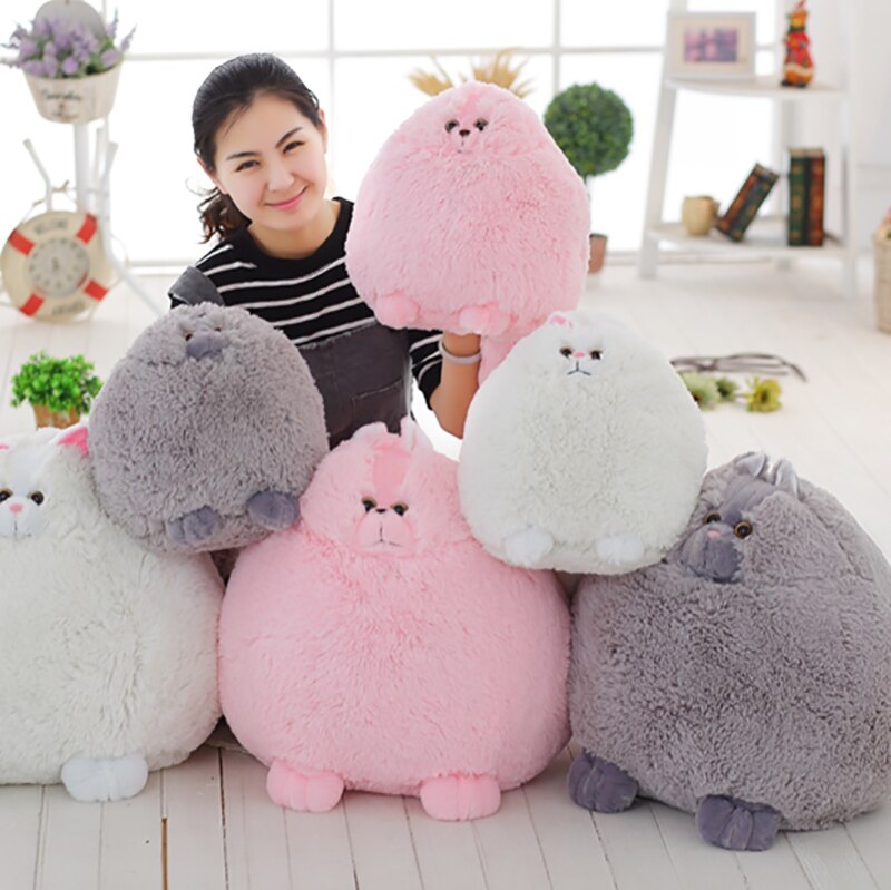 Funny Cat Round Shaped Plush Toys 30cm/50cm - White/Pink/Grey