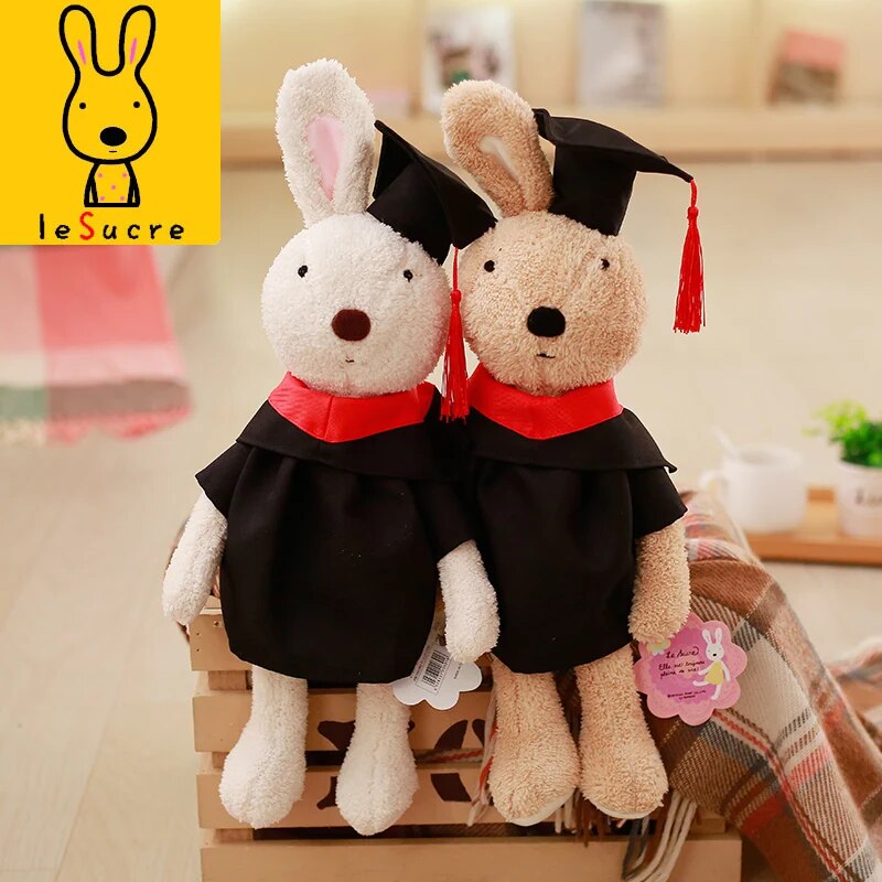 Cute Rabbit Graduation Plush Toys 30/45/60cm - Brown/White