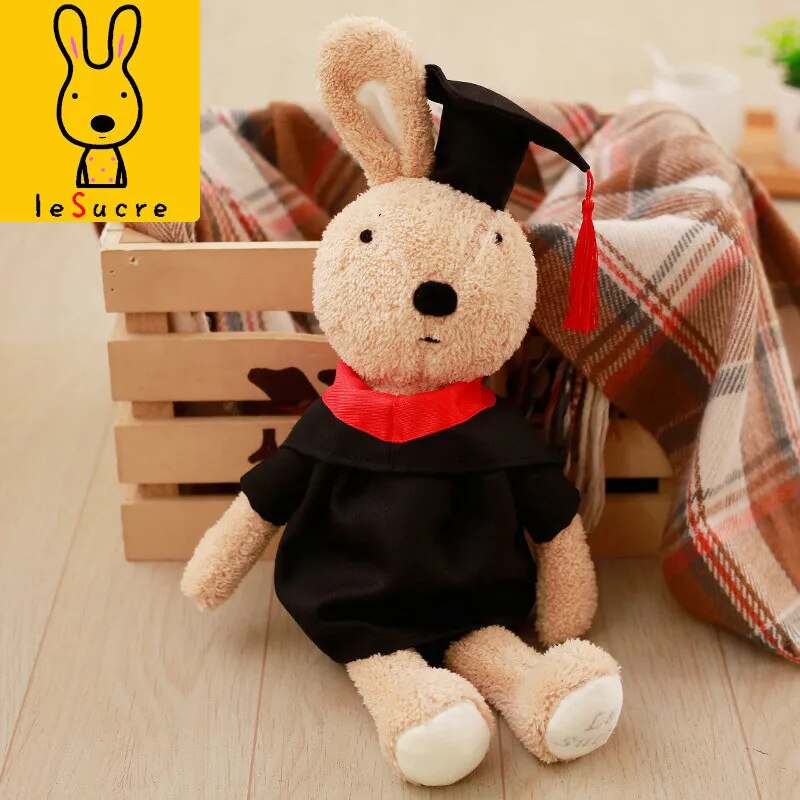 Cute Rabbit Graduation Plush Toys 30/45/60cm - Brown/White