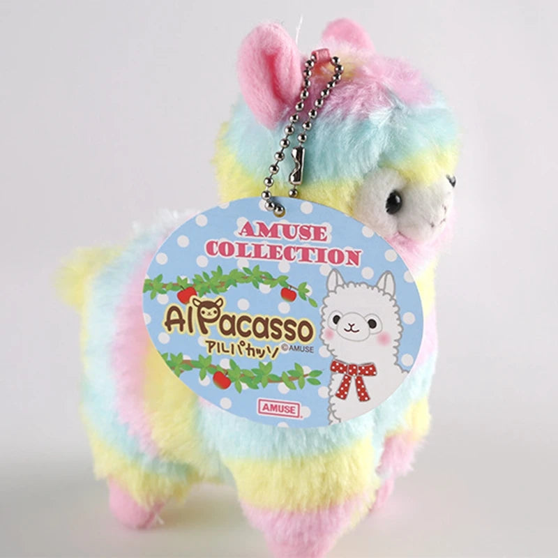 Cute Rainbow Alpaca Plush Keychain 13cm