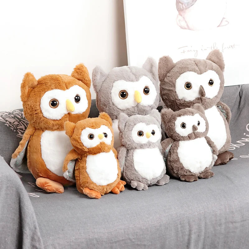 Cute Owl Plush Toys 25/40cm - Brown/Grey/Orange