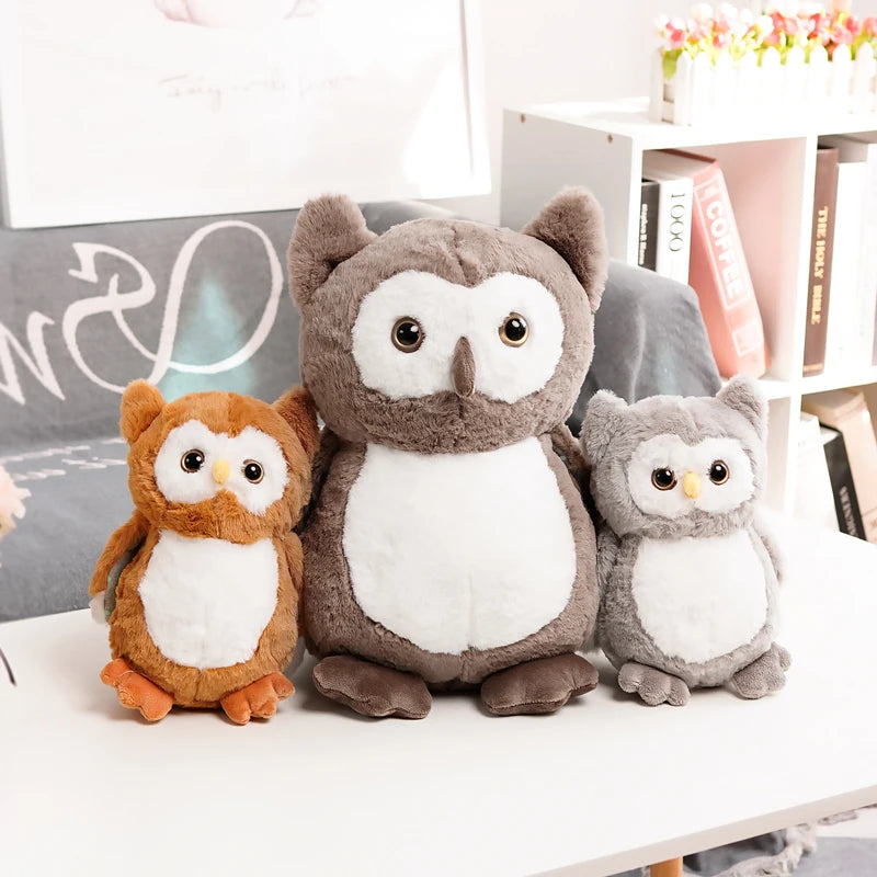 Cute Owl Plush Toys 25/40cm - Brown/Grey/Orange