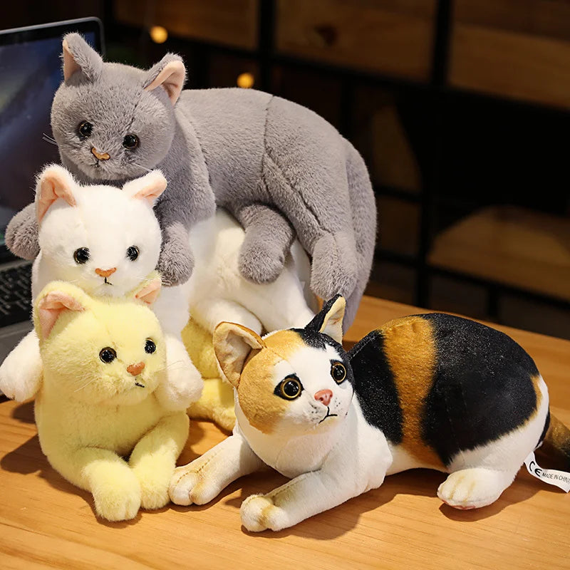 Cats Lifelike Plush Toy 31cm - White/Grey/Yellow/Mix colours