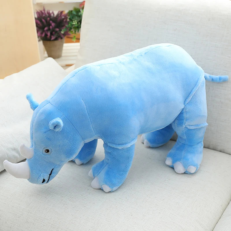 Rhinoceros Lifelike Plush Toys 40/60/80cm - Blue/Grey/Pink