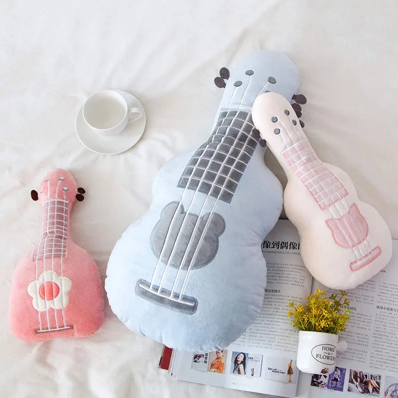 Guitar Plush Pillow Toys 37/47/60/70cm - Pink/Blue/Brown