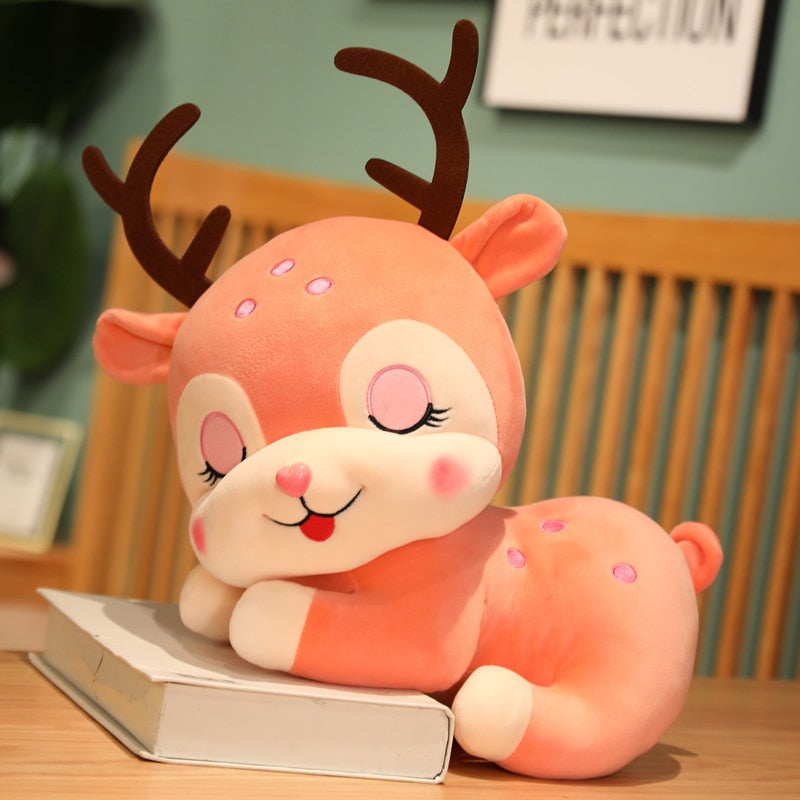 Christmas (Sleeping Reindeer) Plush Toys 20/30/40cm - Pink/Brown