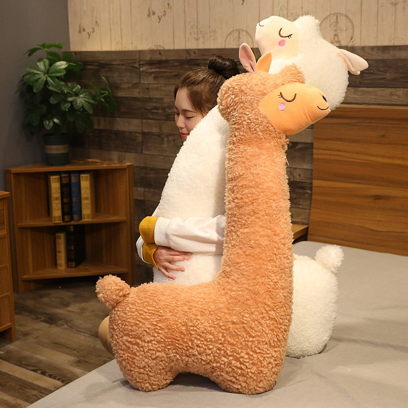 Cute Alpaca Pillow Plush Toys 75cm/100cm/130cm - White/Brown