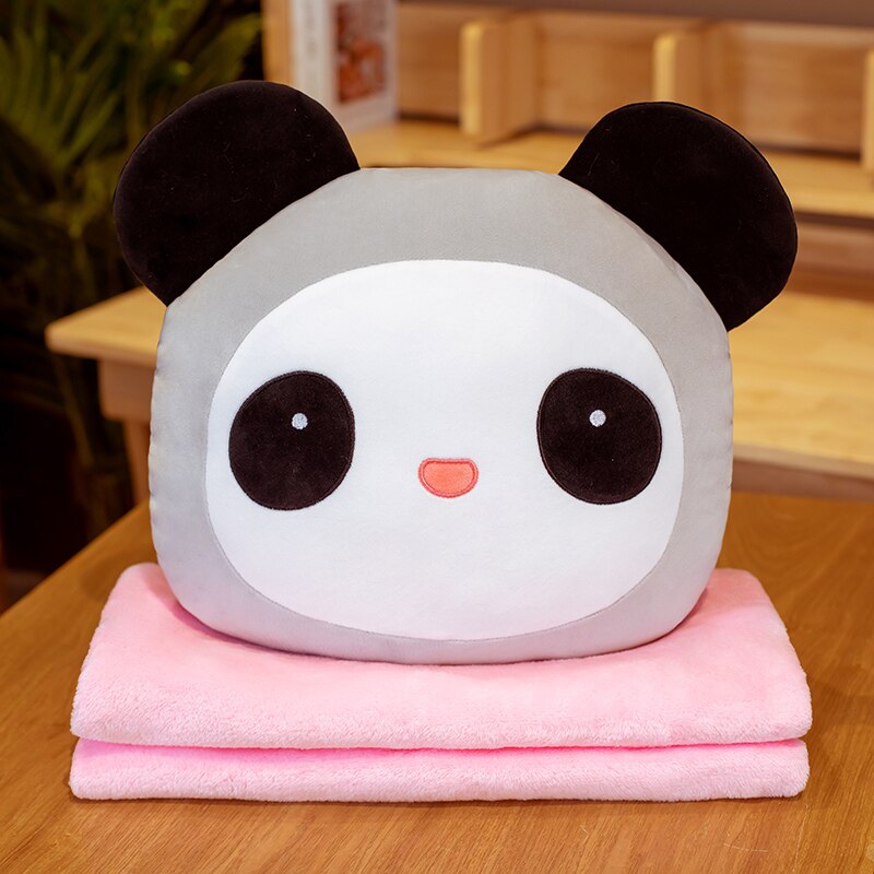 Animal (Rabbits/Pig/Dog/Panda/Bear) Plush Pillow With/Without Blanket 40cm