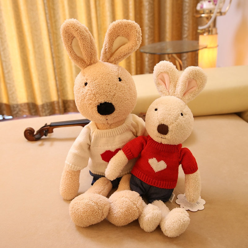 Rabbit With Love Heart Sweater Plush Toys 30/45/60cm - White/Brown