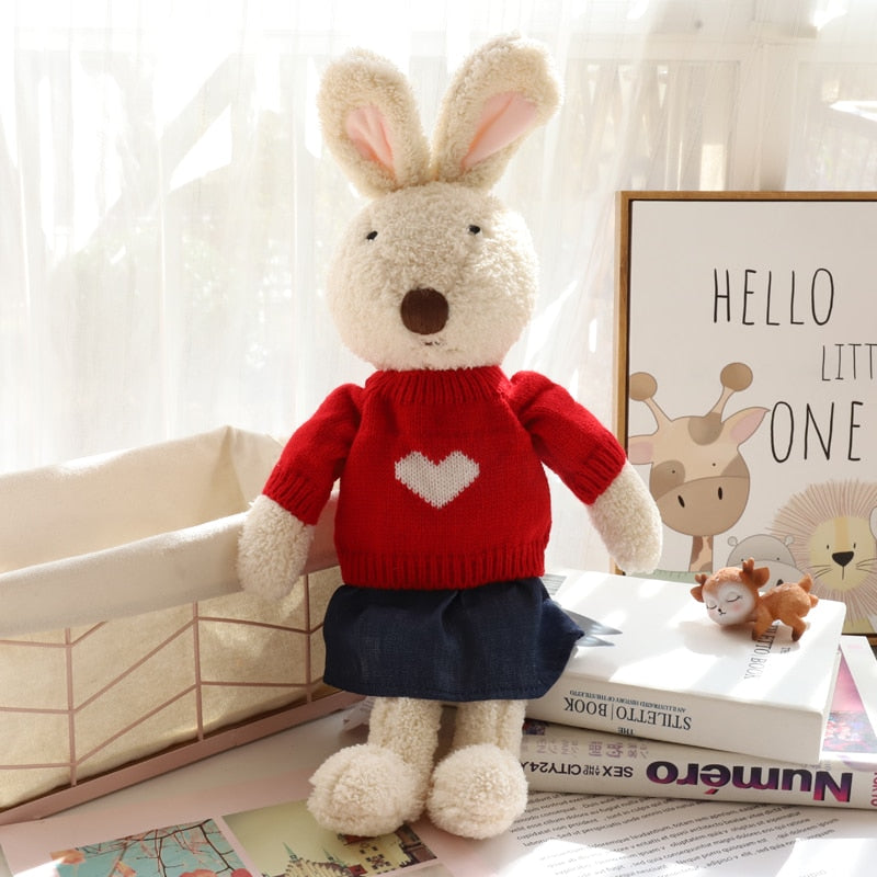 Rabbit With Love Heart Sweater Plush Toys 30/45/60cm - White/Brown