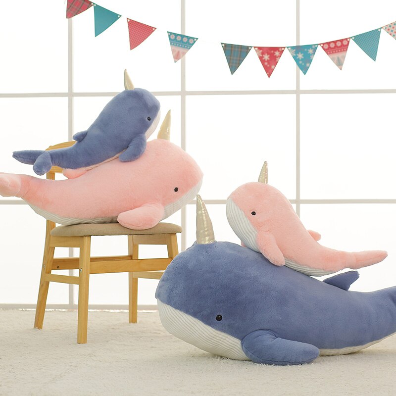 Narwhal (Blue/Pink) And Shark(Blue/Grey) Plush Toys 60/90/120cm